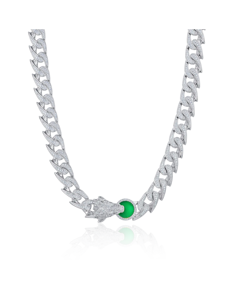 APORRO BRAND - Wong Ⅱ Ridge Iced Out Cuban Chain - 12mm - White Gold