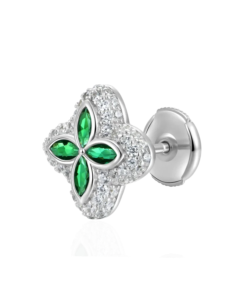 APORRO BRAND - Iced Luminous Clover Earrings - Green Diamond | bloc...