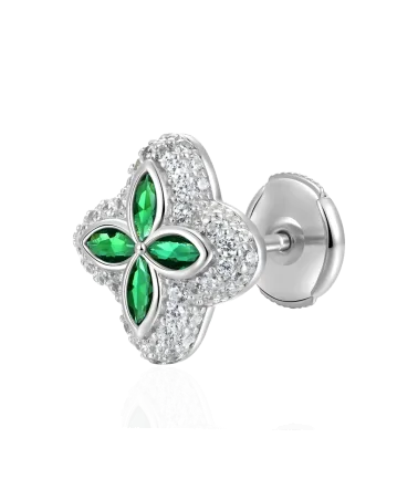 APORRO BRAND - Iced Luminous Clover Earrings - Green Diamond | bloc...