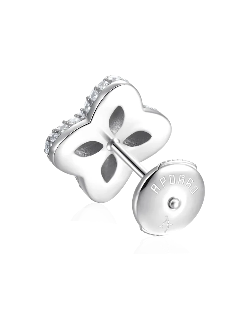 APORRO BRAND - Iced Luminous Clover Earrings - Green Diamond | bloc...