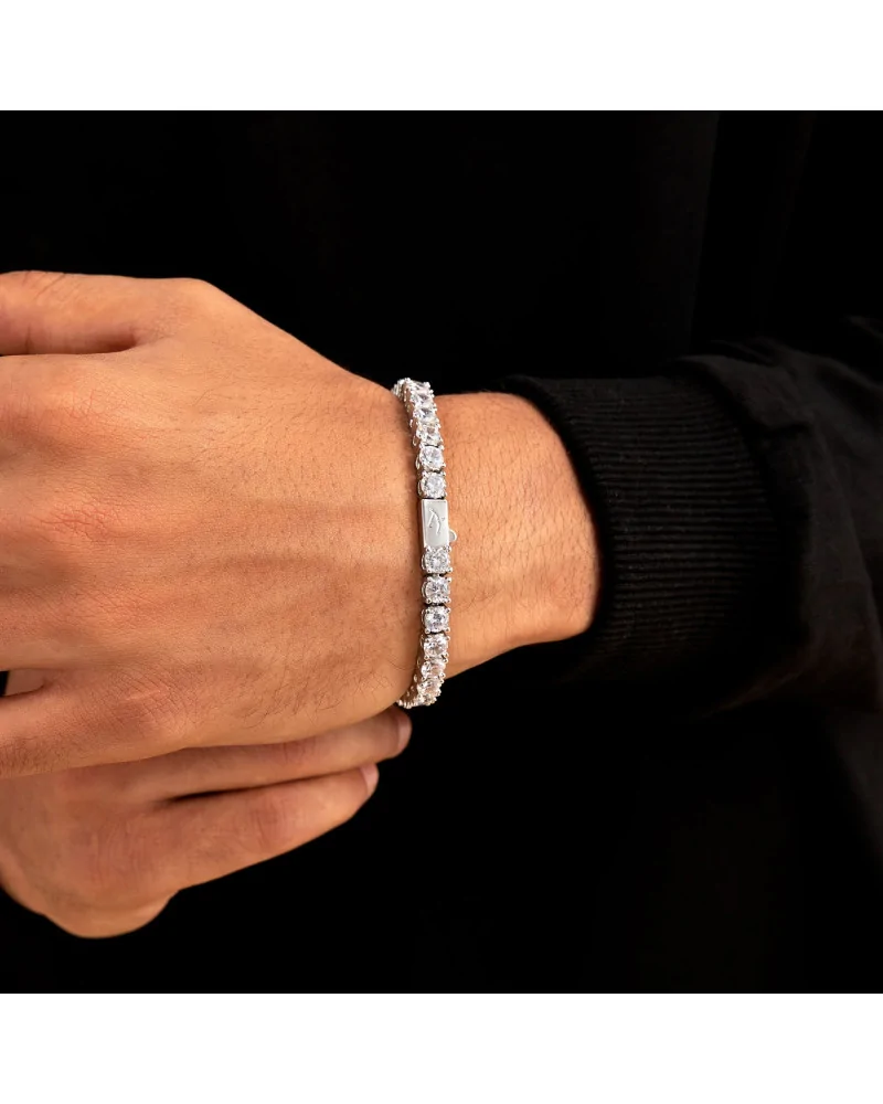 APORRO BRAND - 5mm Iced Tennis Bracelet - White Gold