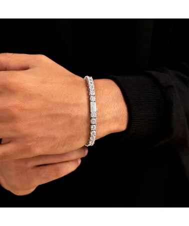APORRO BRAND - 5mm Iced Tennis Bracelet - White Gold