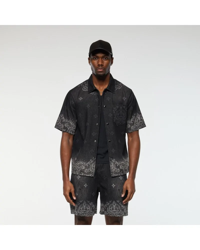 Criminal Damage - Laser Print Denim Short - Washed Black