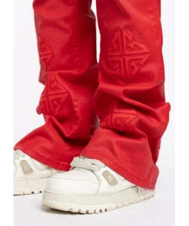 Guapi Clothing - Crimson Red Icon Flared Denim - Red