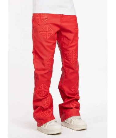 Guapi Clothing - Crimson Red Icon Flared Denim - Red