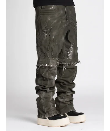 Guapi Clothing - Hunter Dirty Denim Convertible 2 in 1 Pant/Short - Dark Grey Washed