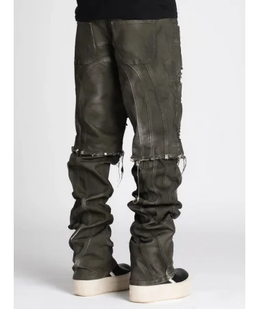 Guapi Clothing - Obsidian Black Dice Ltd Pockets Flared Denim - Bla...