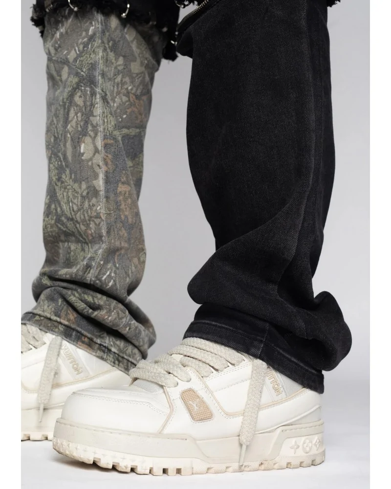 Guapi Clothing - Obsidian Black Dice Ltd Pockets Flared Denim - Bla...