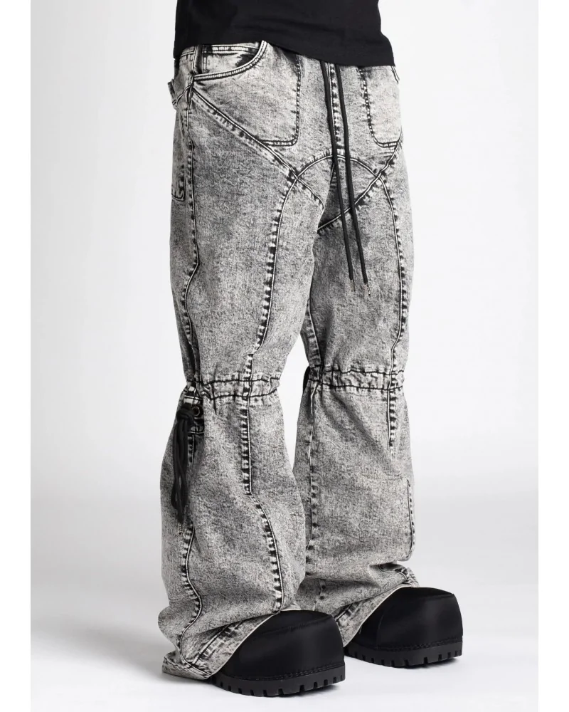 Guapi Clothing - Obsidian Black Dice Ltd Pockets Flared Denim - Bla...