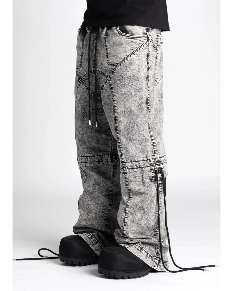 Guapi Clothing - Obsidian Black Dice Ltd Pockets Flared Denim - Bla...