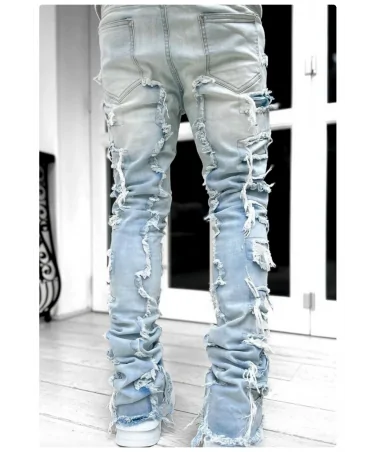 Guapi Clothing - Obsidian Black Dice Ltd Pockets Flared Denim - Bla...