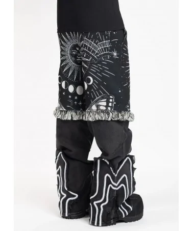 Guapi Clothing - Obsidian Black Dice Ltd Pockets Flared Denim - Bla...