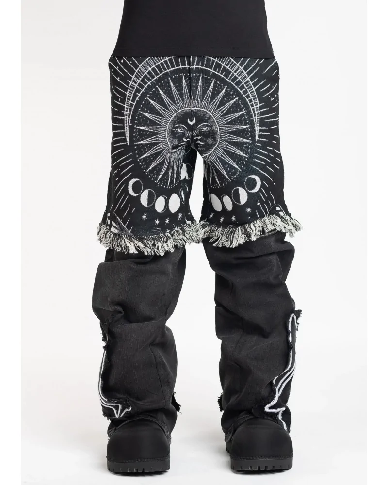 Guapi Clothing - Obsidian Black Dice Ltd Pockets Flared Denim - Bla...