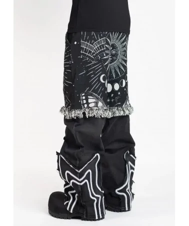 Guapi Clothing - Obsidian Black Dice Ltd Pockets Flared Denim - Bla...