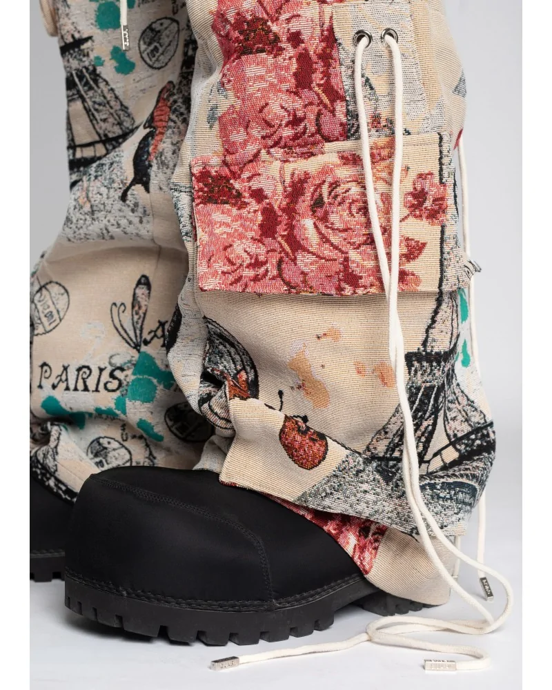 Guapi Clothing - Blood Red Tapestry Cargo Pant - Red/White | blocks...