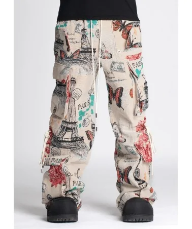 Guapi Clothing - Blood Red Tapestry Cargo Pant - Red/White | blocks...