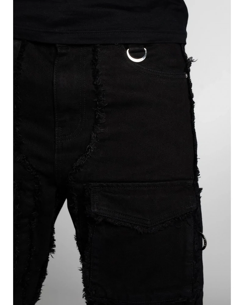 Guapi Clothing - Obsidian Black Dice Ltd Pockets Flared Denim - Bla...