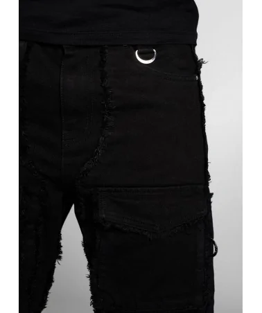 Guapi Clothing - Obsidian Black Dice Ltd Pockets Flared Denim - Bla...