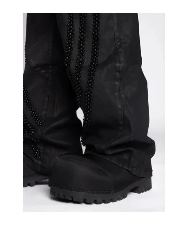 Guapi Clothing - All Black Distressed Baggy Denim Pant - Black | bl...