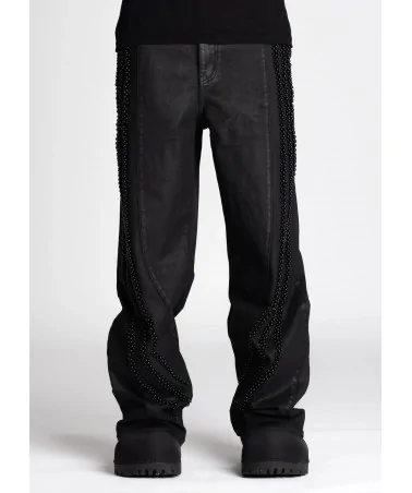 Guapi Clothing - All Black Distressed Baggy Denim Pant - Black | bl...