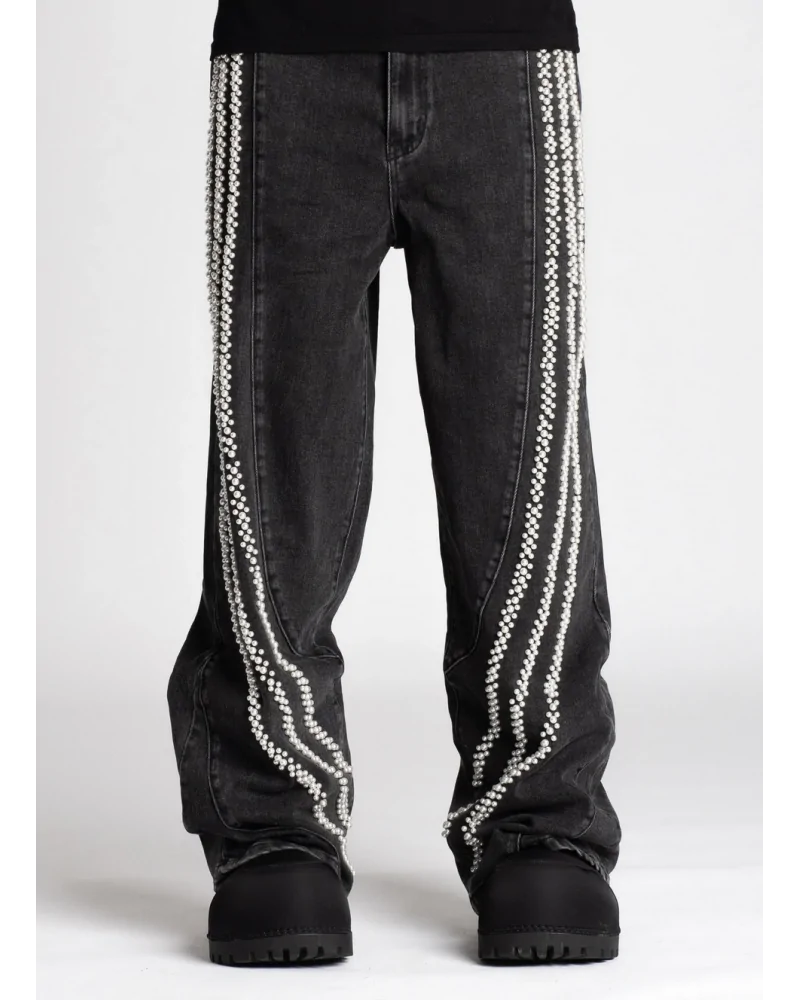 Guapi Clothing - All Black Distressed Baggy Denim Pant - Black | bl...