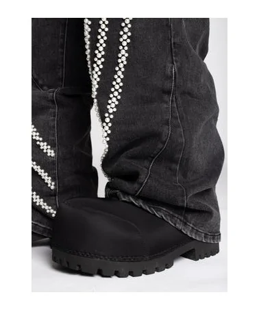 Guapi Clothing - All Black Distressed Baggy Denim Pant - Black | bl...