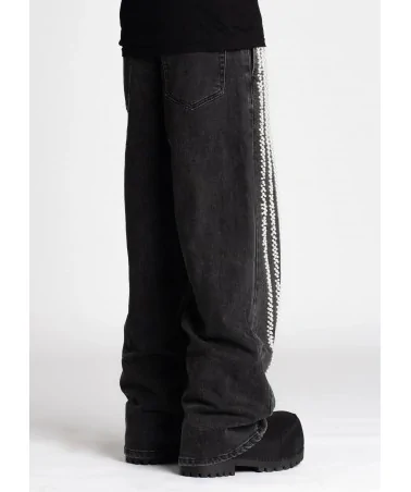 Guapi Clothing - All Black Distressed Baggy Denim Pant - Black | bl...