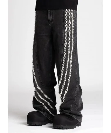 Guapi Clothing - All Black Distressed Baggy Denim Pant - Black | bl...
