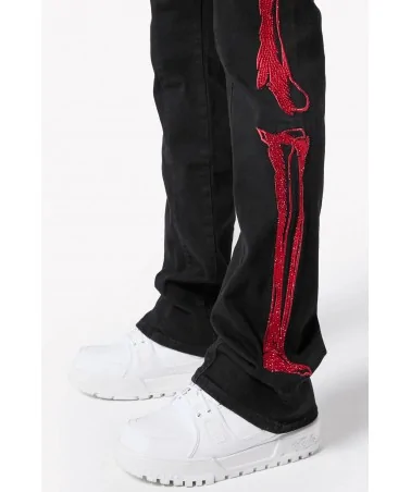 Guapi Clothing - Obsidian Black Dice Ltd Pockets Flared Denim - Bla...