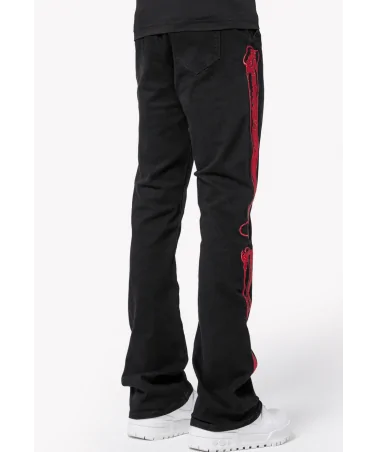 Guapi Clothing - Obsidian Black Dice Ltd Pockets Flared Denim - Bla...