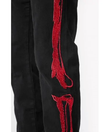 Guapi Clothing - Obsidian Black Dice Ltd Pockets Flared Denim - Bla...