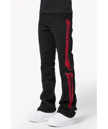 Guapi Clothing - Obsidian Black Dice Ltd Pockets Flared Denim - Bla...