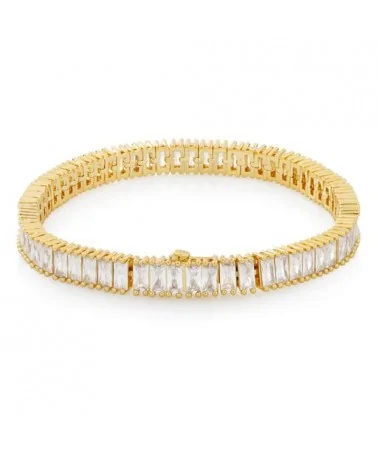 King Ice - Baguette Tennis Bracelet 6mm - Gold Plated - 14K Gold - 8"