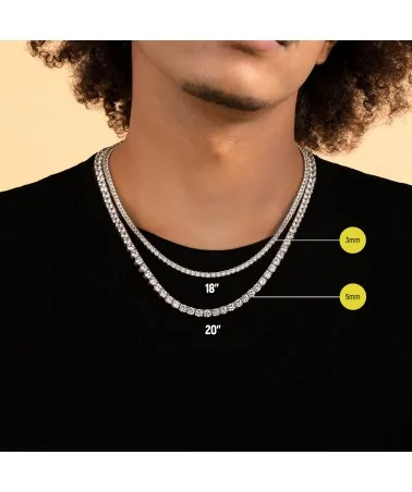 APORRO BRAND - Iced Tennis Chain - 5mm - White Gold