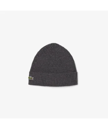 Lacoste - Rib Knit Brushed Wool Beanie - Dark Grey