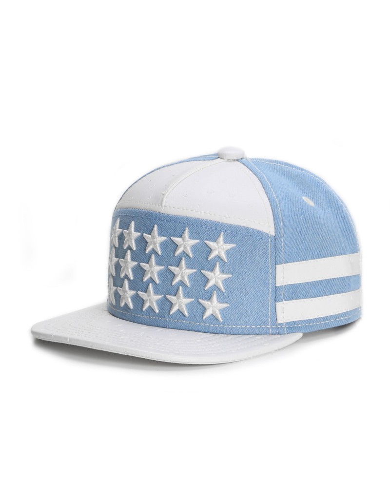 Cayler And Sons BL - Stars Studded Snapback Cap - Light Blue Denim/White