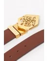 Guapi - Emblem Leather Belt - Brown / Gold