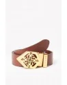 Guapi - Emblem Leather Belt - Brown / Gold