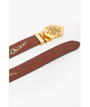 Guapi - Emblem Leather Belt - Brown / Gold