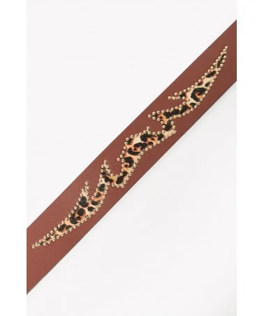 Guapi - Emblem Leather Belt - Brown / Gold