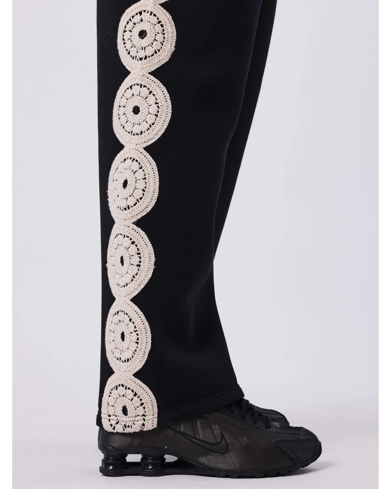 Project X Paris - Crochet Neoprene Straight Pants - Black