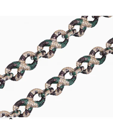 APORRO BRAND - 8mm Mosaic Tennis Bracelet - White Gold | blockshops