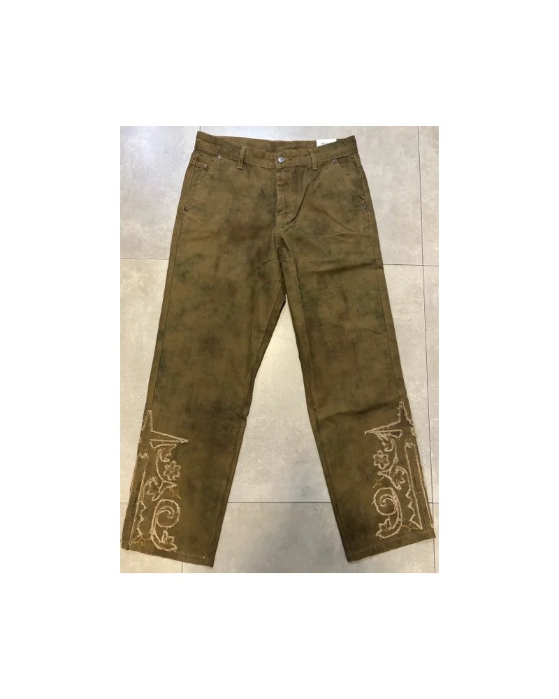 Project X Paris - Embroidered Washed Denim Pant - Brown