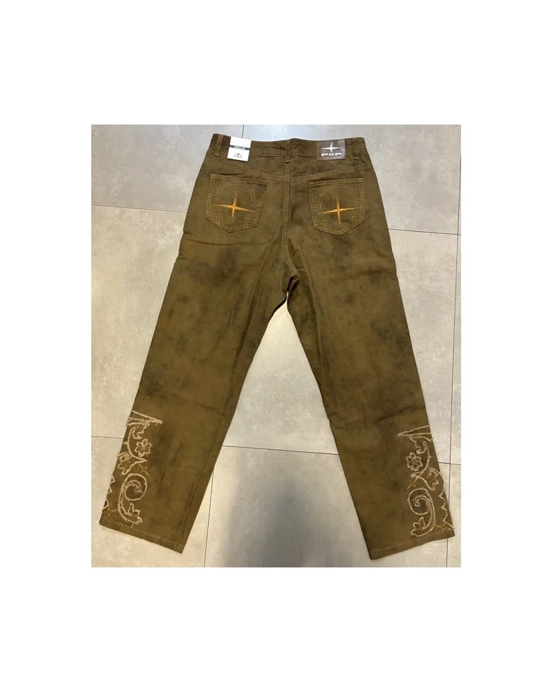 Project X Paris - Embroidered Washed Denim Pant - Brown