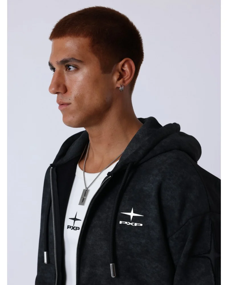 Project X Paris - Grunge Zip Hoodie - Black