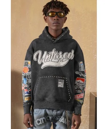 Elite Premium Jeans - Unfazed Embellished Hoodie - Black