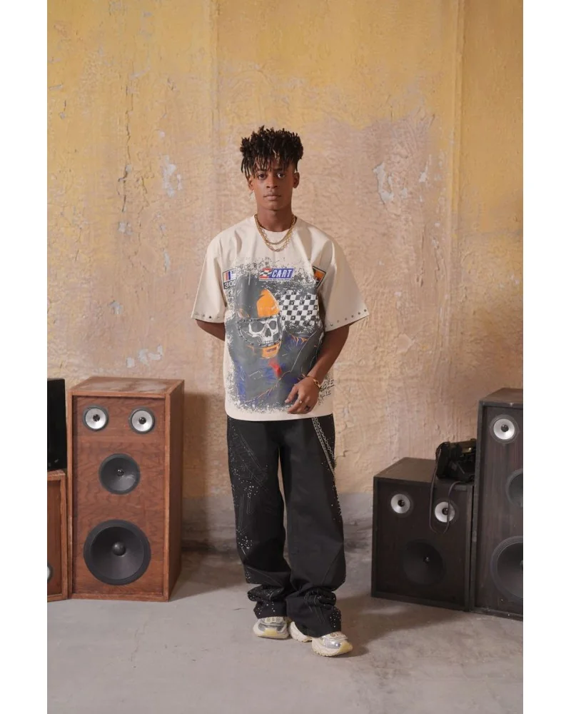 Elite Premium Jeans - Elitestar Embellished Baggy Jeans - Black