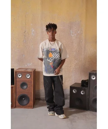 Elite Premium Jeans - Elitestar Embellished Baggy Jeans - Black