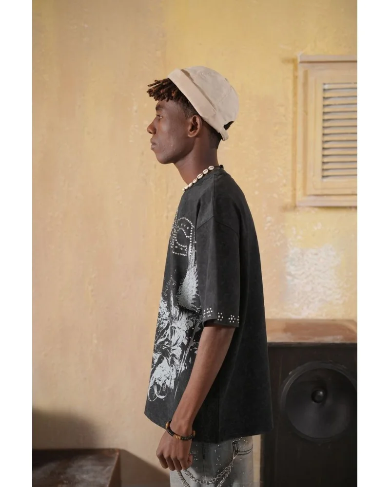 Elite Premium Jeans - Legacy Washed Heavy Embellished Tee - Black