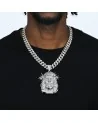 APORRO BRAND - Jesus Piece Fully Iced Chain - White Gold